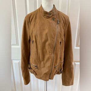 We the Free Tan Fenix Vegan Leather Moto Jacket Size L